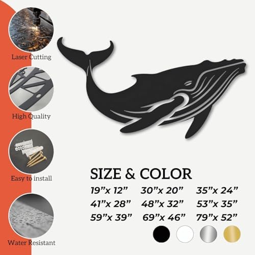 XXQ Humpback Whale Wall Art Modern Ocean-Themed Sculpture