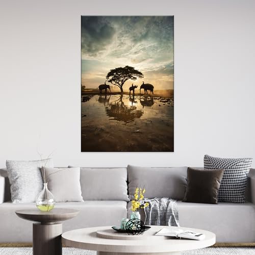 EGD Nature Wall Art Elephant Decor for Living Room