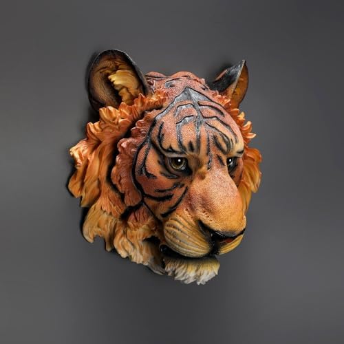 Tiger Horse Head Wall Decor Sculpture Resin Wall Art for Home Office Kitchen Bar