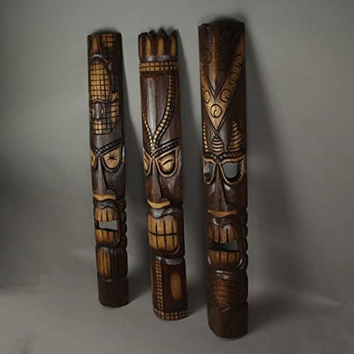 Zeckos Set of 3 40-Inch Tall Tiki Masks Wall Sculptures