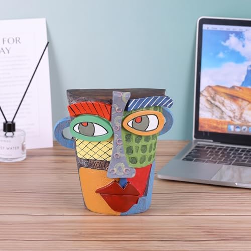 Abstract Art Face Sculpture Modern Colorful Resin Statue