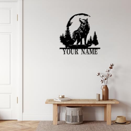Personalized Wolf Metal Wall Art Sign