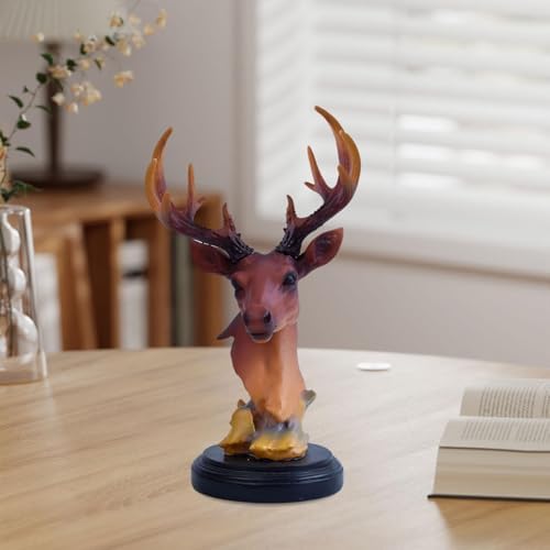 Brown Deer Head Stag Ornament Figurine Sculpture