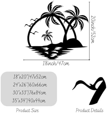 Cadeali Tropical Beach Metal Wall Art 24x26 Inches