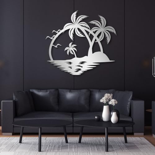 Cadeali Tropical Beach Metal Wall Art 24x26 Inches