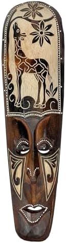 Artisan-Carved Wooden African Animal Wall Masks Set of 5