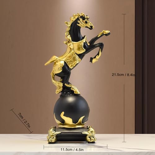 Standing Horse Resin Statue Elegant Desk Decor Black