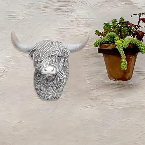 Resin Highland Cow Wall Decorations Brown