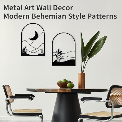 WOWSTAR 4 Pcs Black Metal Wall Art Sculpture