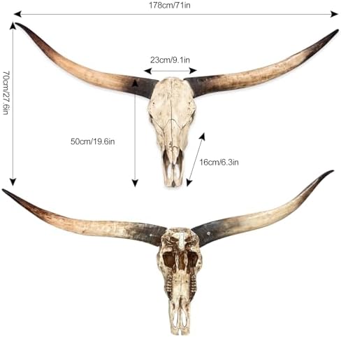 Ysjndasm 71 Inch Large Longhorn Cow Skull Wall Decor