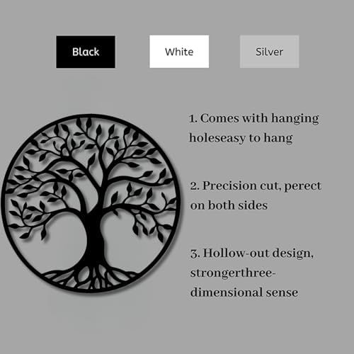 CarvingArt Tree of Life Wall Art 31x31 Black Modern Style