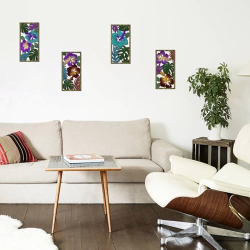 Tropical Leaf Wooden Wall Art 4 Pcs Decor