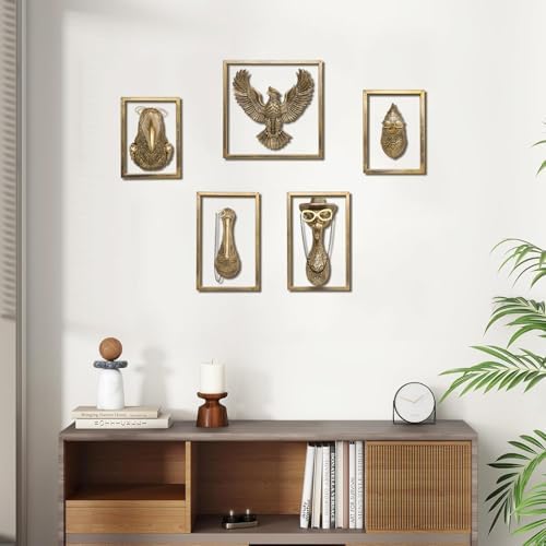 Bird Wall Art Sculpture 5 Pack - Exquisite Metal Frame Wall Decor