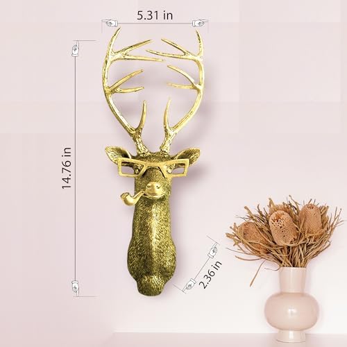 Artocery Resin Animal Heads Wall Decor - 148 Inch Golden Finish
