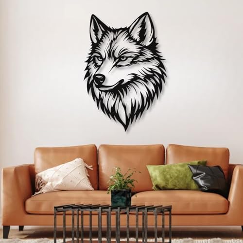 Huefoam Wolf Metal Wall Art - 35 x 25 Black Decor