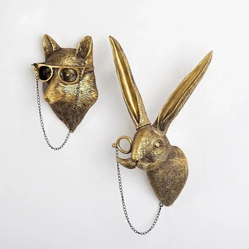 ONERWN Faux Rabbit Head Wall Decor Sculpture