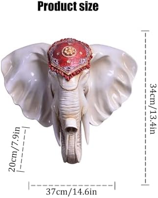 Artificial Resin Elephant Head Wall Sculpture 3D Large Faux Taxidermy Wall Decor