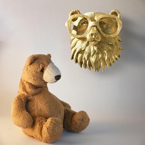 Artocery Resin Animal Heads Wall Decor - 63 Inch Golden Finish