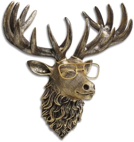 JJALIGHTS Vintage Deer Wall Sculpture Resin Decoration