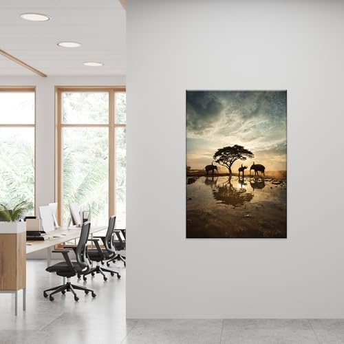 EGD Nature Wall Art Elephant Decor for Living Room