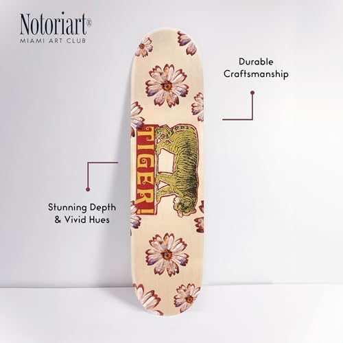 Retro Collage Art Acrylic Wall Decor 8x32 Indian Tiger Skateboard