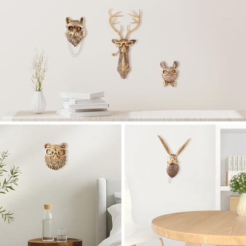 Gold Animal Head Wall Sculpture for Home Decor