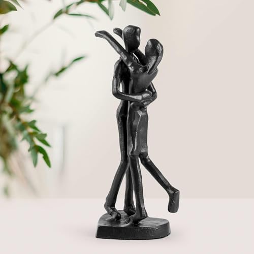 Modern Iron Couple Sculpture 6th Anniversary Gift Black Metal Art Statue