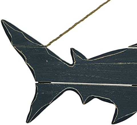 31-Inch Ocean Blue Carved Wood Shark Wall Decor