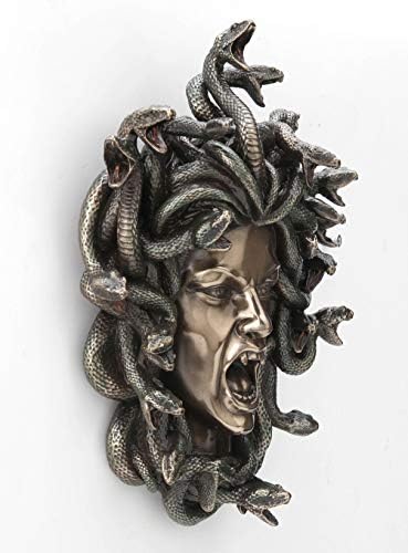 Veronese Design Greek Head Of Medusa Wall Plaque Cold Cast Resin Antique Bronze Finish