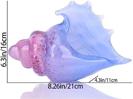 Hand Blown Glass Conch Statue Coastal Decor