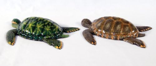 XL Handpainted Sea Turtle Wall Decor Plaque Set Of 2
