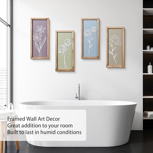 HKBS 3D Flower Wall Art Set of 4 Decor