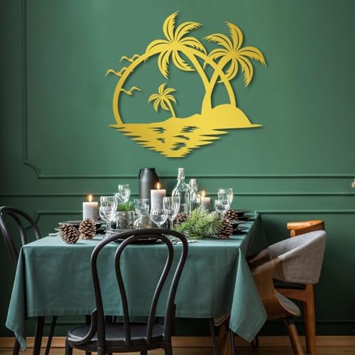 Cadeali Tropical Beach Metal Wall Art 24x26 Inches
