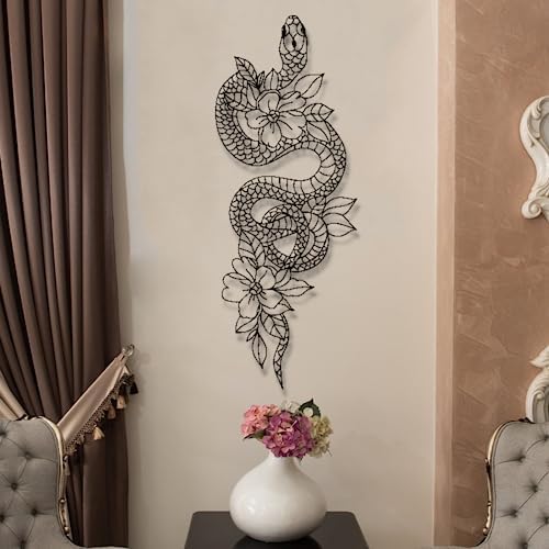 Fayholy Gold Snake and Flower Wall Sculpture