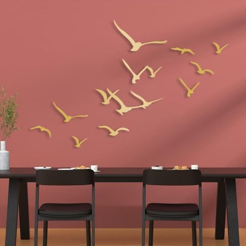 Kewhush Metal Bird Wall Art Set Black 19x7