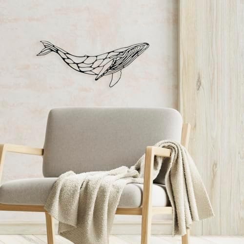 keluly Metal Wall Sculpture with Shadow Design Whale 43 x 31 cm