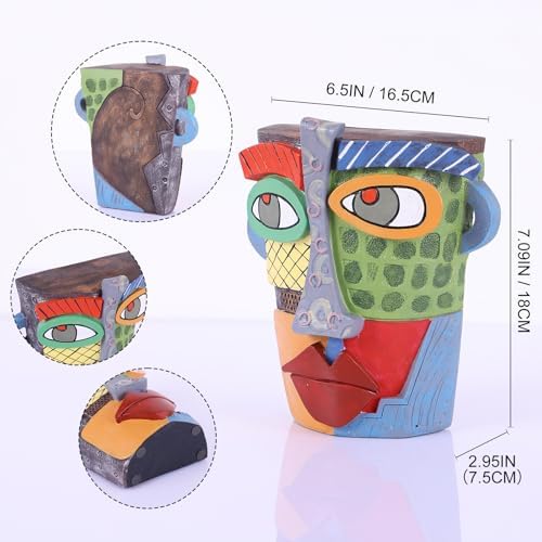 Abstract Art Face Sculpture Modern Colorful Resin Statue