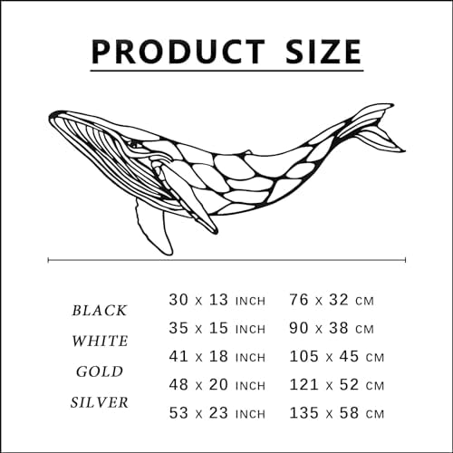 Whale Metal Wall Decor Blue Whale Art 41x18 Inch Wall Sculpture