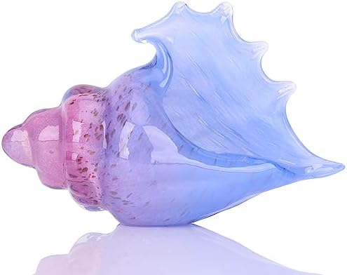 Hand Blown Glass Conch Statue Coastal Decor