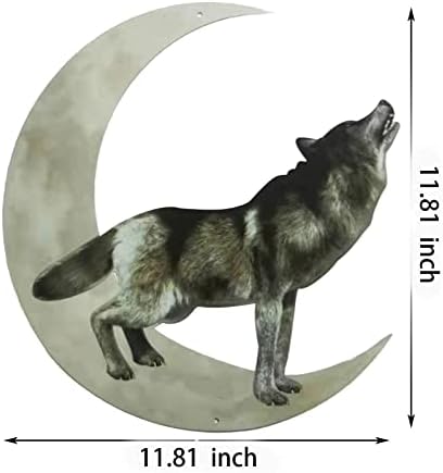 Metal Moon Wolf Wall Decor Durable Iron Art Sculpture for Indoor and Outdoor