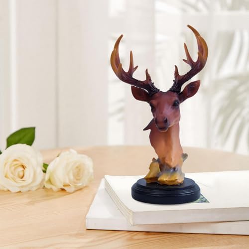 Brown Deer Head Stag Ornament Figurine Sculpture