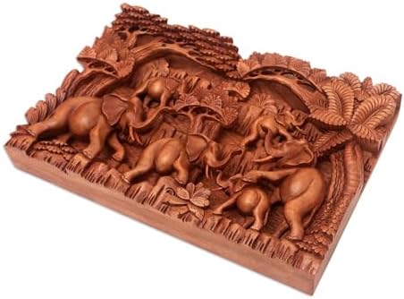 Novica Handmade Cempaka Wood Elephant Wall Decor