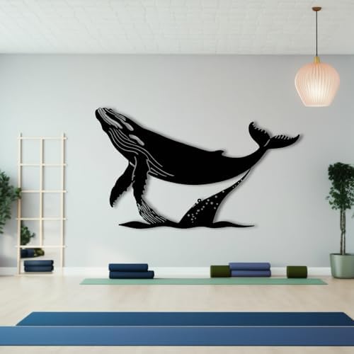 XXQ Whale Metal Wall Art - 30x18 Inch Decor
