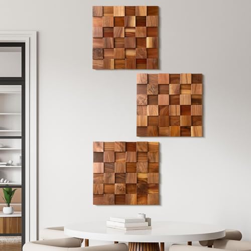 3D Wood Wall Art Set for Living Room Decor