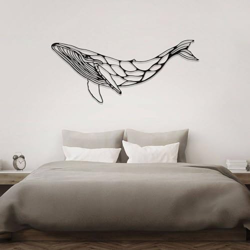 Whale Metal Wall Decor Blue Whale Art 41x18 Inch Wall Sculpture