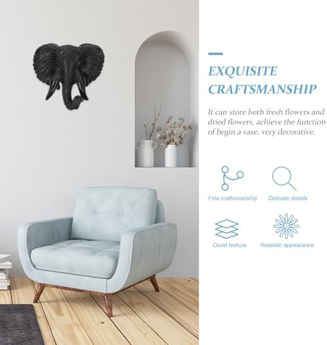 Luxshiny Elephant Head Wall Decor 3D Resin Sculpture