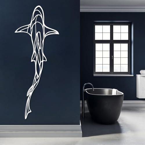 Shark Metal Wall Art - Nautical Decor 14x35 Inch