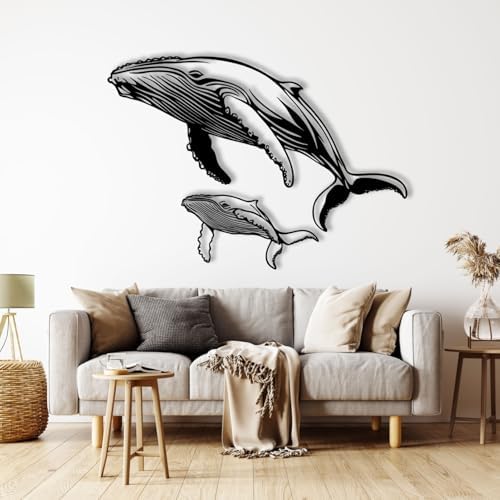 DuiDuiQ Metal Whale Wall Art Decor Modern Ocean Sculpture
