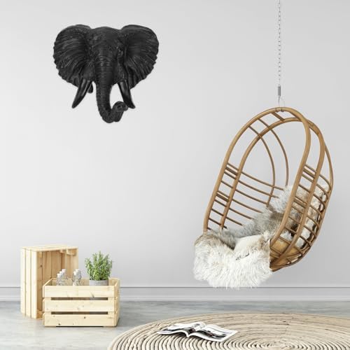 Luxshiny Elephant Head Wall Decor 3D Resin Sculpture