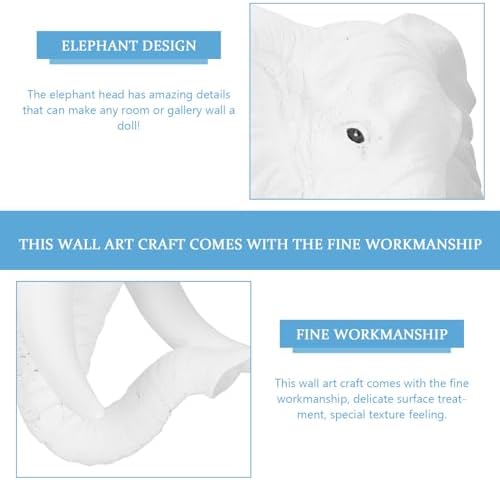 MAGICLULU Head Wall Sculpture Elephant Hanging Art Decor for Wild Animal Lovers White